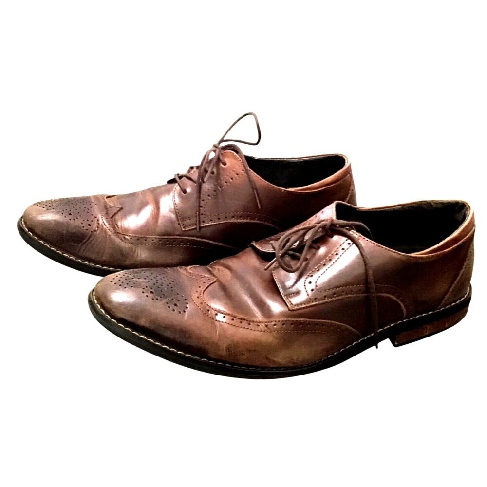 OXFORDS COGNAC BROWN LEATHER MENS DRESS SHOES SIZE12